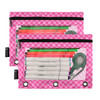 Pink Checkered Pencil Pouch for 3 Ring Binder 2 Pack Binder Pencil Pouches Zippered Clear Pencil Case Cosmetic Bag for H
