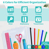 Binditek 40 Pack Plastic Zippered Binder Pockets 3Hole Punched for 3 Ring Binder Clear PVC with Multicolor Zippers Water
