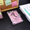 NatSumeBasics Pink A6 Binder Cute Budget Binder Glitter Quciksand PVC Planner Cover 6 Rings Notebook Shell Protector wit