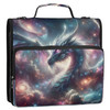 Kigai Galactic Dragon 3 Ring Zipper Binder with Handle Shoulder Strap Trapper Keeper Expanding File Multiple Pockets Bin