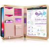 Darolin Zippered Portfolio Padfolio Organizer Binder with Clipboard Leather Business Interview Resume Document Holder Fo