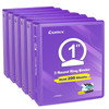 COMIX 3 Ring Binder 1 inch with Clear View Cover 1 View Binder Holds 200 Sheets of US Letter Size Paper 6 Pack Purple