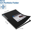 Sooez 30Pocket Binder with Plastic Sleeves 9x12 Black Heavy Duty Art Portfolio Folder with Clear Sheet Protectors Displa