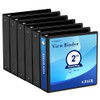 2 Inch 3Ring Binder 2 Round Ring Binder with 2 Inside Pockets 6 Pack Black Binders Clear View Cover Holds Up to 450 Shee