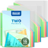 Dunwell Plastic Binder Pocket 3 Hole Punched 3 Sets 15 Count Slash File Jackets for 85x11 Paper Project Sleeves for 3 Ri