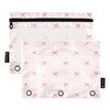 KICPOAY Pencil Pouch for 3 Ring Binder Pink Checkered and Bows 2 Pack Clear Window Pencil Bags with Zipper Pencil Case
