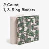 U Brands EcoConscious 1 Binders Set of 2 Lush Stripes Prints Silver Metal ORings