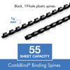 Mead CombBind Binding SpinesSpiralsCoilsCombs 38 55 Sheet Capacity Black 125 Pack 4000132