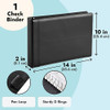 Juvale Check Binder Black Faux Leather 7Ring 14 x 10 in Fits 600 Checks Business Checkbook Binder Cover with Pen Loop Ch