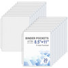 Antner 20pcs Letter Size Binder Pockets for 3 Ring Binder White Zipper Document Organizer Pouches Heavyweight PVC 3Hole