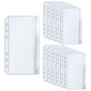 12pcs A6 Cash Stuffing Envelopes Binder Pockets Clear PVC 6 Hole Double Pocket Flat Sealing Zipper Pouches for 6 Ring Bi