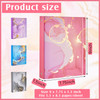 Lewtemi 4 Pack Mini Binders 55 x 85 Three Ring 1 Inch Marble Binder Flower Ocean Decorative Hardcover with Elastic Cord
