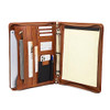 Geslun Genuine Leather Portfolio with 3 Ring Binder Full Grain Leather Padfolio Zippered A4 Notebook Holder Laptop Sleev