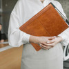 Geslun Genuine Leather Portfolio with 3 Ring Binder Full Grain Leather Padfolio Zippered A4 Notebook Holder Laptop Sleev