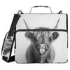Gray Highland Cow Zipper Binder 3 Ring Binder with Shoulder Strap 500 Sheet Capacity Storage Organizer Trapper Keeper Fi