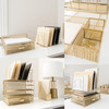 BLU MONACO Gold Desk Organizer Set with Detachable File Organizer Stackable Paper Tray Storage Drawer Stylish Gold Desk