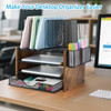 OPNICE Desk Organizer 4Tier Desktop File Organizer with Drawer and 2 Pen Holders Office Desk Accessories Workspace Organ
