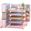 Reeplan Rose Gold Desk Accessories 5Tier Desk Organizer with Magazine Holder Paper Organizer with Pen Holder for Home Of