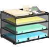 Lavatino 3Tier Letter Tray Desk Paper Organizer Black Mesh Metal File Tray Organizer for Desk Office Supplies Home Organ