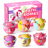 Unicorn Bath Bombs with Surprise Inside for Kids Girls, 6 Kids Bath Bombs with Jewelry Inside, Natural Bubble Bath Set for Skin Moisturizing, Birthda