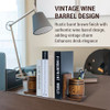 MyGift Wood Decorative Bookends with Pencil Holder Office Desk Books Ends and Pen Holders as Vintage Wooden Barrels Heav