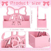 Weysat 2 Pcs Pink Bow Wooden Business Card Holders for Desk Coquettish Preppy Business Card Display Stands Postcard Orga
