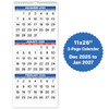 Dunwell 3Month Wall Calendar 2026 Blue Large Monthly Hanging Calendar with Big Grid Numbers Easy to Read Large Print Use