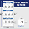 Dunwell 3Month Wall Calendar 2026 Blue Large Monthly Hanging Calendar with Big Grid Numbers Easy to Read Large Print Use