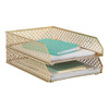 BLU MONACO Paper Tray Stackable Gold Set of 2 Stackable File Trays for Desk Organization Tiered Desk Organizer with Meta