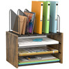4Tier Desk Organizer Desk File Organizer with 5 Vertical File Holders Office Desktop Organizer with 3 Level Paper Organi