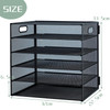 IOUGDSEC Paper Letter Tray with Handle 5 Tier Metal Mesh Desk File Organizer A4 Paper Desktop Filing Trays Desk Tidy Mag