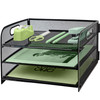 Paper Letter Tray with Handle 3 Tier Metal Mesh Desk File Organizer A4 Paper Desktop Filing Trays Desk Tidy Magazine Doc