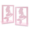 Pink Mermaid Bookends for GirlsCute Mermaid Princess Bookends Metal Book Ends Shelves Organizer Metal Book Stands Journa