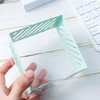 NatSumeBasics Sticky Note Holder Mint Green Metal Post a It Note Holder 35 x 35 Clear Acrylic Base Cube Dispenser for De