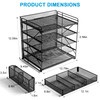 lemonsea Desk Organizers with File Holder 5Tier Paper Organizer Letter Tray with Sliding Drawers and Extra Pen Holder Me
