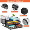 Marbrasse 3 Tier Mesh Desk Organizer with Drawer MultiFunctional Desk Organizers and Accessories Paper Letter Organizer