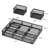 Marbrasse 3 Packs Desk Drawer Organizers Metal Mesh Dividers Desk Drawer Organizer Tray with 9 Adjustable Compartments P