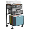 BOHDK Rolling File Cart with 3 Storage Drawers Wood Mesh Hanging File Folder Organizer with Wheels Under Desk File Cabin
