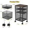 BOHDK Rolling File Cart with 3 Storage Drawers Wood Mesh Hanging File Folder Organizer with Wheels Under Desk File Cabin