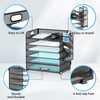 SUPEASY 6 Tier Desk Organizer with 4 Pen Holders Mesh Paper Organizer Letter Tray with Handle Desk Organizer Tray File O