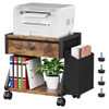 Homeiju Under Desk Printer Stand 2Tier Industrial Mobile Printer Table with Storage Bag and Drawer Rolling Printer Cart