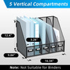 SUPEASY Desk Organizers Metal Desk Magazine File Holder with 5 Vertical Compartments Rack File Organizer for Office Desk