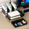 LEKETREE Desk Organizer Office Organization with Vertical File Holder File Organizer with Drawer and Pen Holder Desk Acc