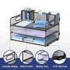 SUPEASY 3 Tier Desk Organizer with Handle 3 Pen Holders Mesh PaperFile Organizer for Desk Paper Letter Tray Organizer fo