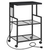MAHANCRIS Mobile Printer Stand 3Tier Industrial Printer Cart with Power Outlets and 2 USB Ports Rolling Printer Table on