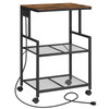 MAHANCRIS Mobile Printer Stand 3Tier Industrial Printer Cart with Power Outlets and 2 USB Ports Rolling Printer Table on