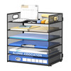 Daltack 6 Tier Paper Organizer for Desk Paper Letter Tray Organizer for Desks Mesh Desk File Organizers with Handle for