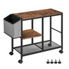 MAHANCRIS Printer Stand with Storage Bag 3Tier Mobile Under Desk Printer Cart with Wheels Wood Rolling Printer Table Org
