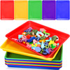 Maitys 15 Pcs Flat Plastic Trays 161 x 118 Sensory Storage Tray Paper Stackable Classroom Bins for Office Home Organizer