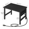 HOOBRO Printer Stand for Desk Desktop Printer Stand with Charging Station Small Printer Table with Storage Hook Under De